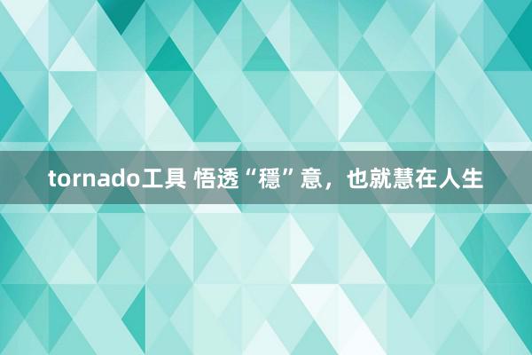 tornado工具 悟透“穩”意，也就慧在人生